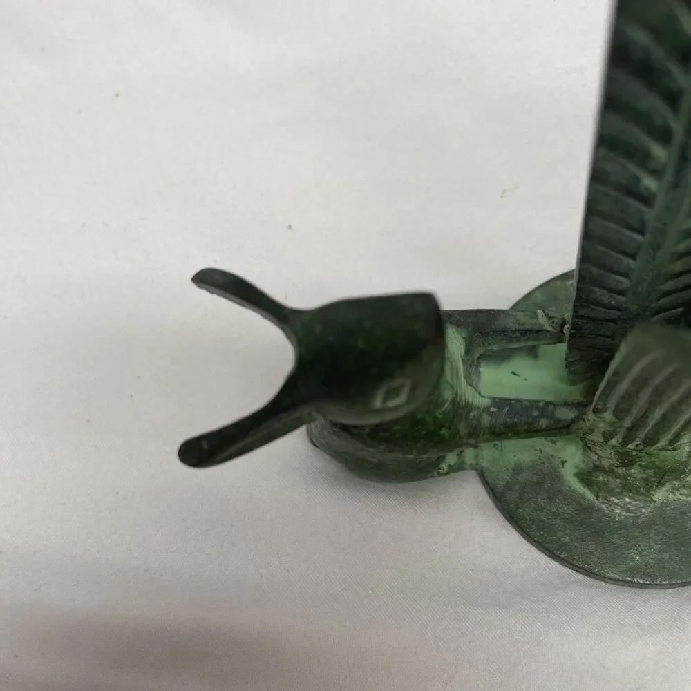 Vintage Cast Metal Rabbit Bunny Candleholder w/ Leaves 7